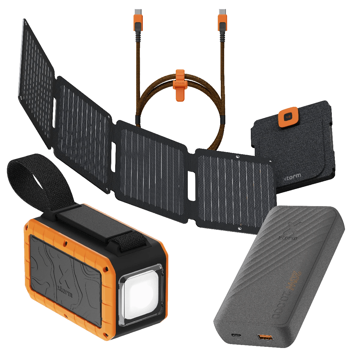 Emergency Kit Bundle: Flashlight Powerbank, SolarBooster, SuperCharge Powerbank and Cable